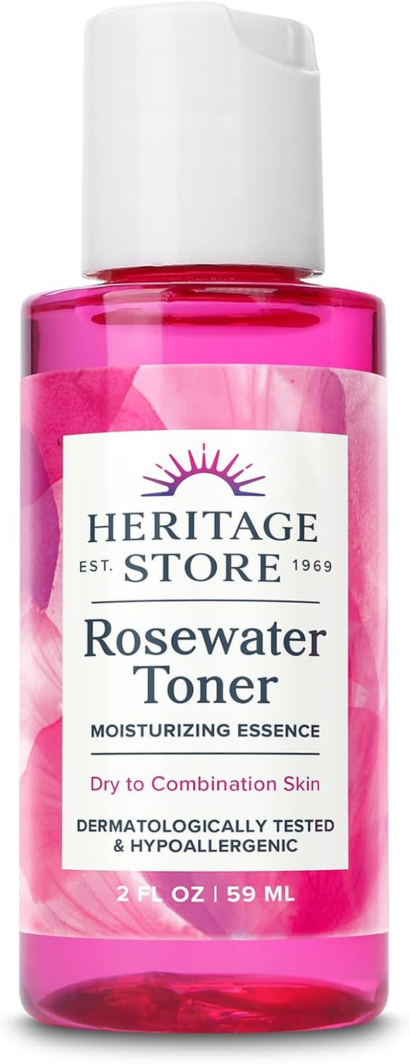 Rosewater Facial Toner with Hyaluronic Acid, Dry to Combination Skin, Hydrating Toner Refines Pores, Minimizes Look of Fine Lines and Wrinkles, Hypoallergenic, Vegan, Cruelty Free, 8Oz