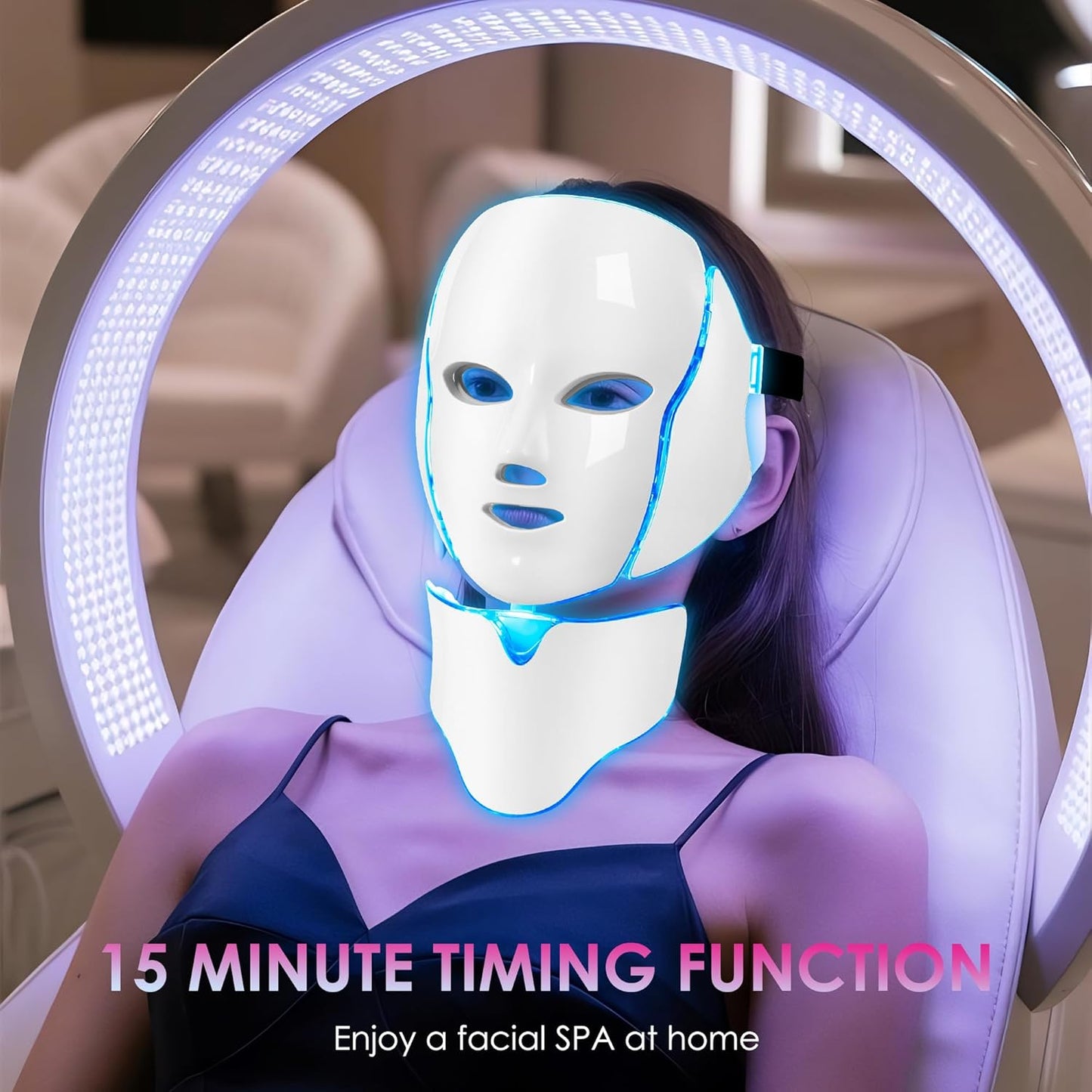 Professional LED Face Mask for Red Light Therapy - 7-in-1 Color Options for Advanced Facial Skin Care (White)