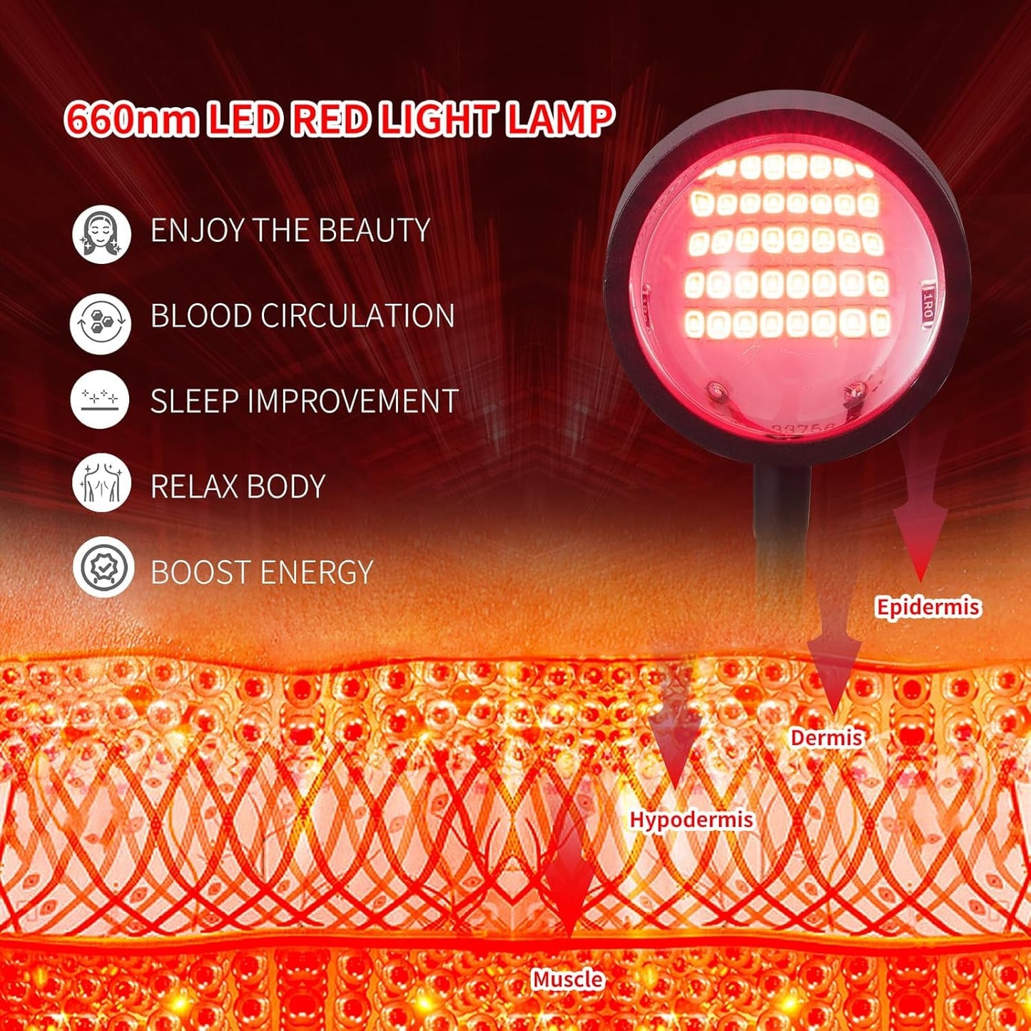 Professional Red Light Therapy Device for Facial Treatment - 40 LED, 660 Nm with Clip for Home Skincare and Chronic Pain Management
