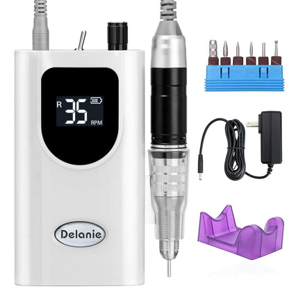 Professional 35000 RPM Rechargeable Nail Drill - High Torque Purple file for Acrylic & Gel Nails