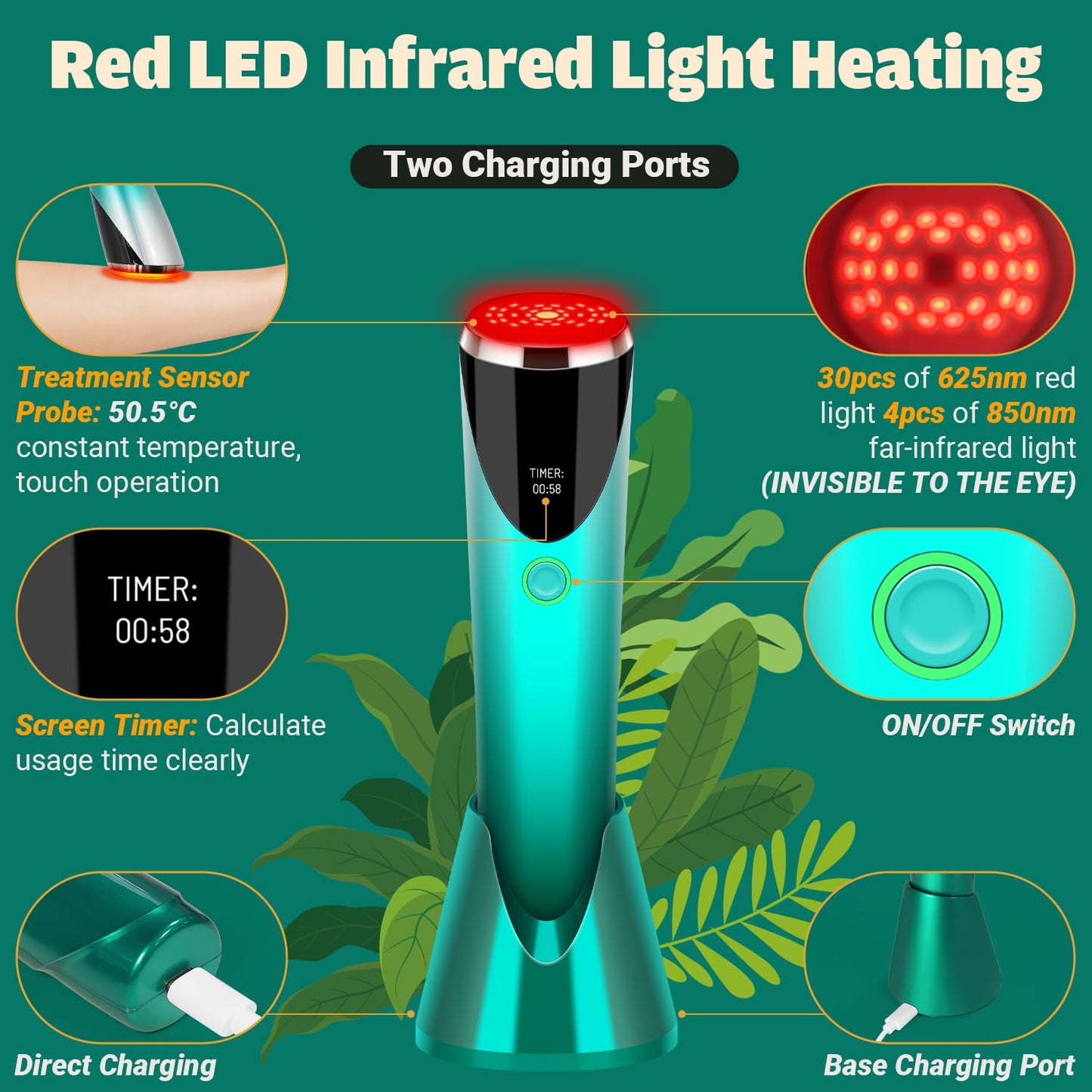 LED Infrared Facial Red Light Therapy Device for Skin Rejuvenation