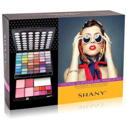 Glamour Girl Makeup Collection: Comprehensive Eyeshadow Palette Featuring Blushes, Lipsticks, Lip Gloss, Mirror, Applicators, and Elegant Gift Packaging