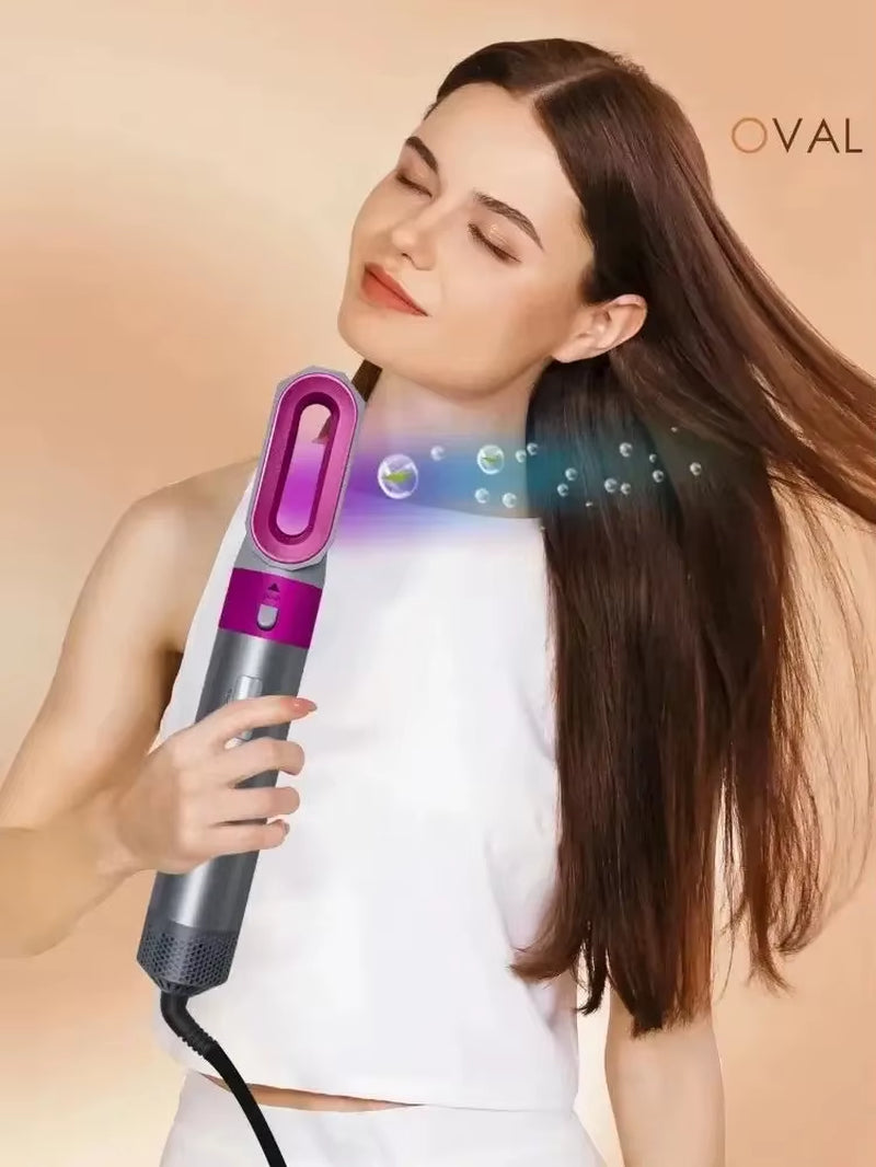 5-in-1 Professional Hair Dryer and Hot Air Brush with Curling Barrel