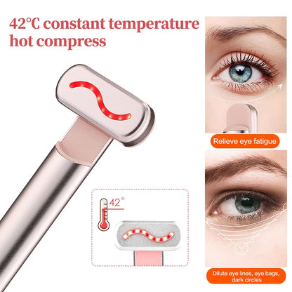 EMS Microcurrent Facial Lifting Device with Red Light Therapy - Eye and Neck Massager for Skin Tightening and Anti-Wrinkle Care