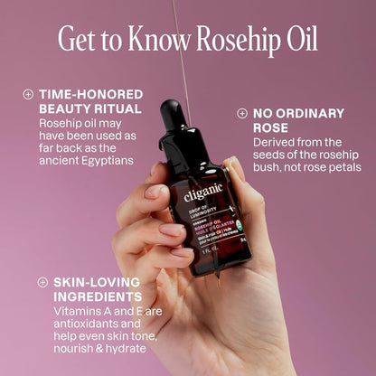 Organic Rosehip Seed Oil for Face - 100% Pure, Cold-Pressed Face Oil for Glowing Skin & Hair