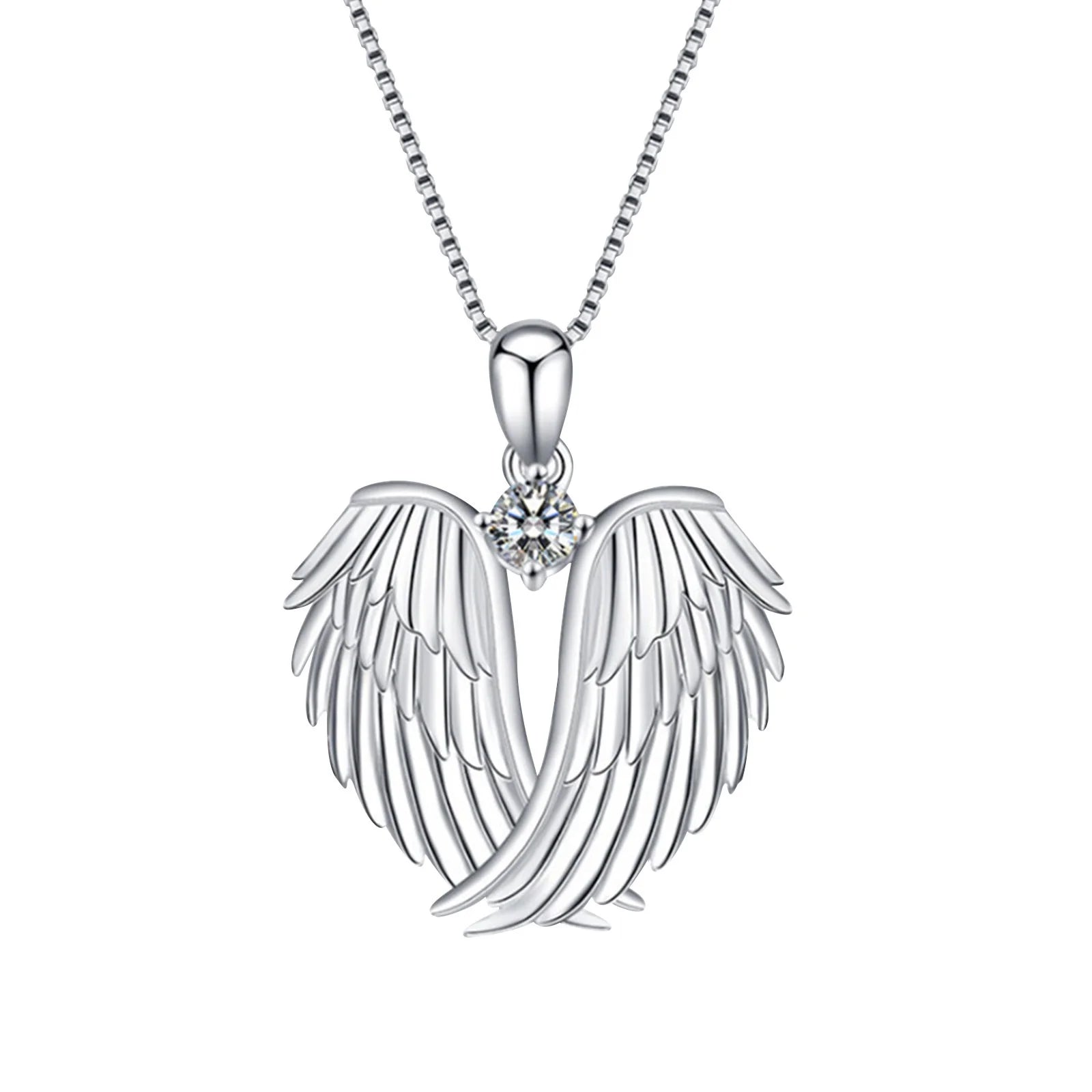 Jewelry on Clearance！Necklaces for Women Angel Wings Necklace 925 Silver Guardian Angel Wings Pendant Birthstone Necklace for Women Jewelry Gifts