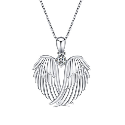Jewelry on Clearance！Necklaces for Women Angel Wings Necklace 925 Silver Guardian Angel Wings Pendant Birthstone Necklace for Women Jewelry Gifts
