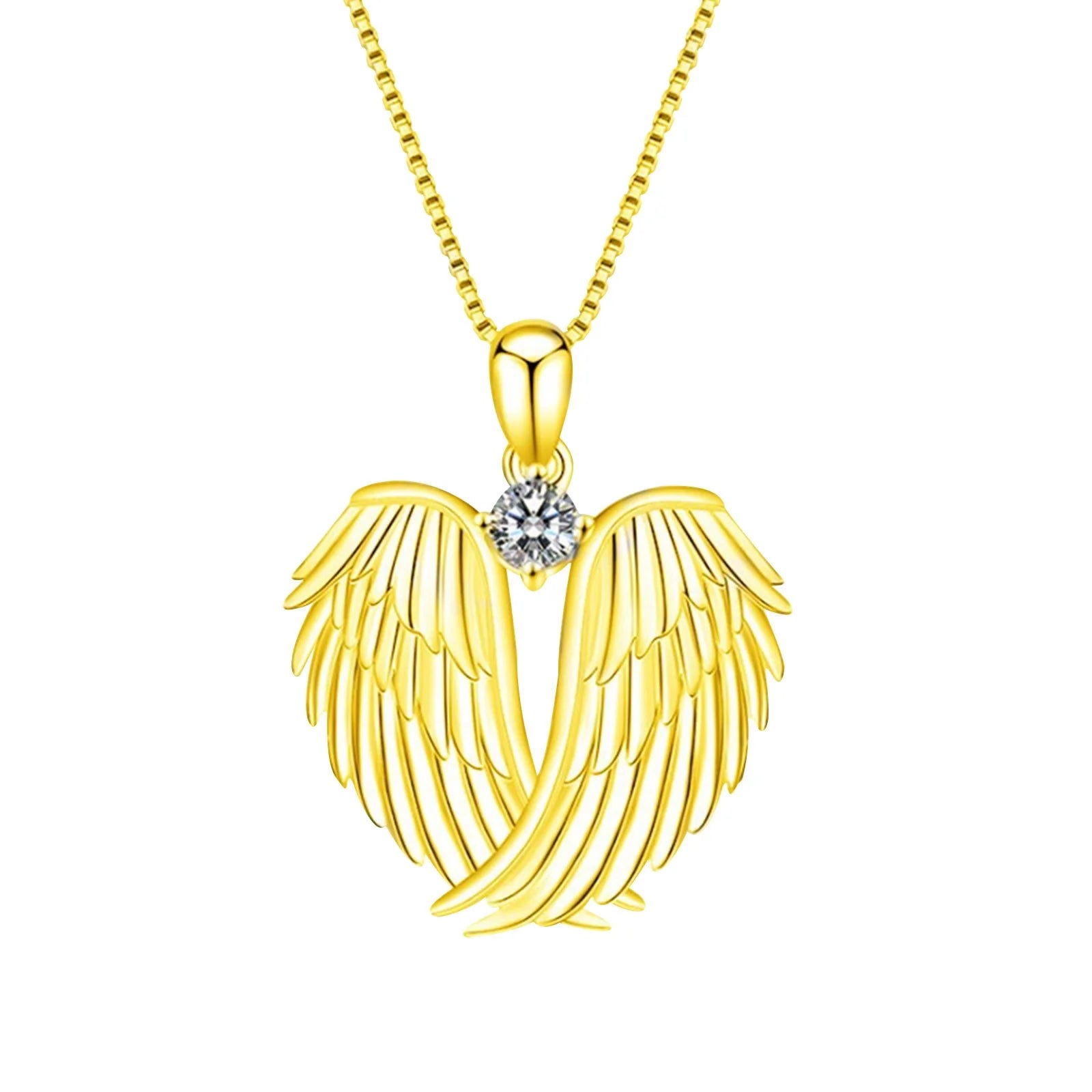 Jewelry on Clearance！Necklaces for Women Angel Wings Necklace 925 Silver Guardian Angel Wings Pendant Birthstone Necklace for Women Jewelry Gifts