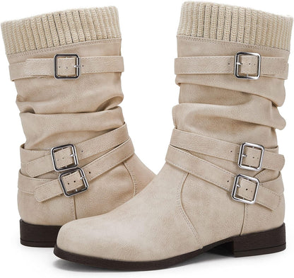The Aspen Winter Bootie | Mid-Calf Faux Leather Boots | Bliss N' Bare