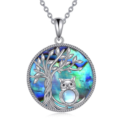 Birthday Gifts for Women Tree of Life Alpaca Necklace Sterling Silver with Abalone Shell Animal Alpaca Pendant Jewelry Graduation Gifts