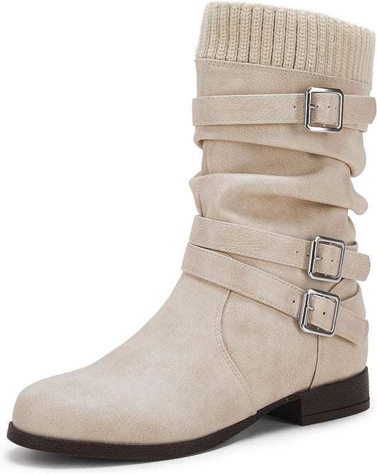 The Aspen Winter Bootie | Mid-Calf Faux Leather Boots | Bliss N' Bare