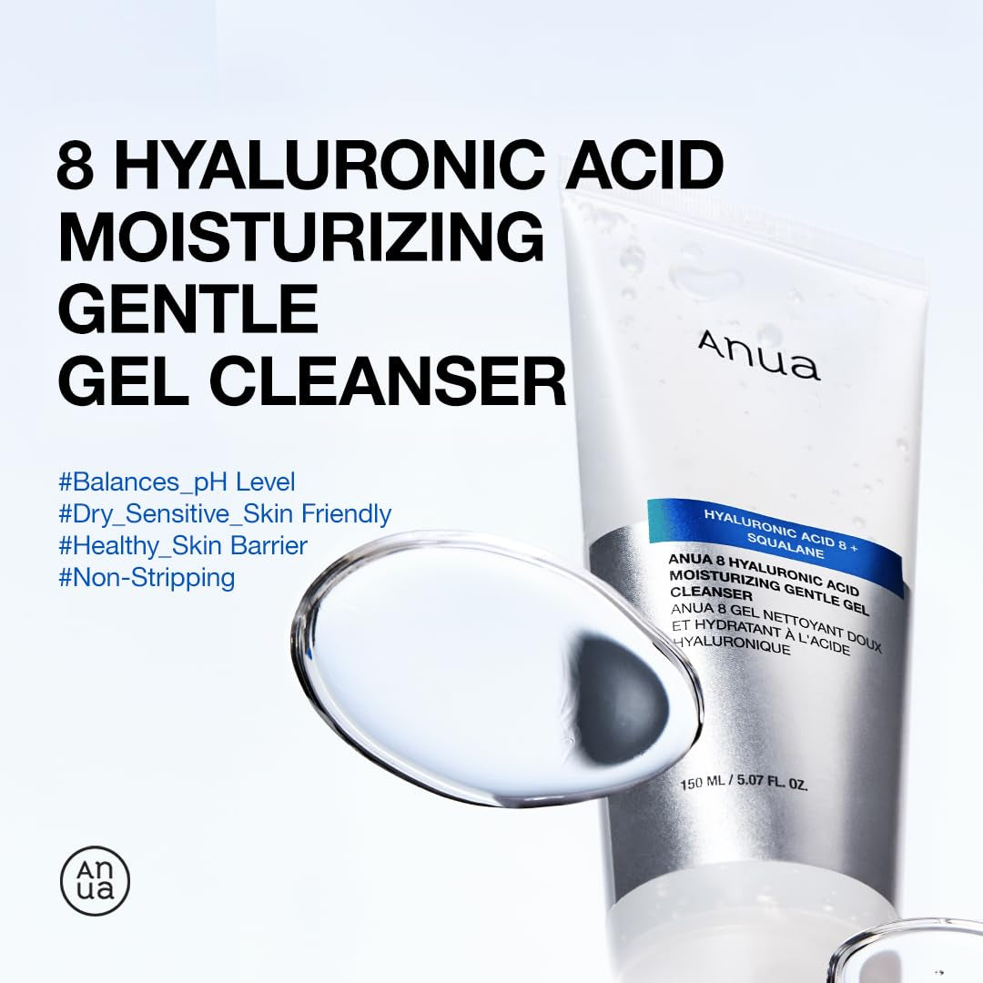 Moisturizing Gentle Gel Cleanser with Hyaluronic Acid, Squalane, and Ceramide - pH Balanced Foaming Facial Cleanser for Daily Hydration (150ml / 5.07 fl oz)