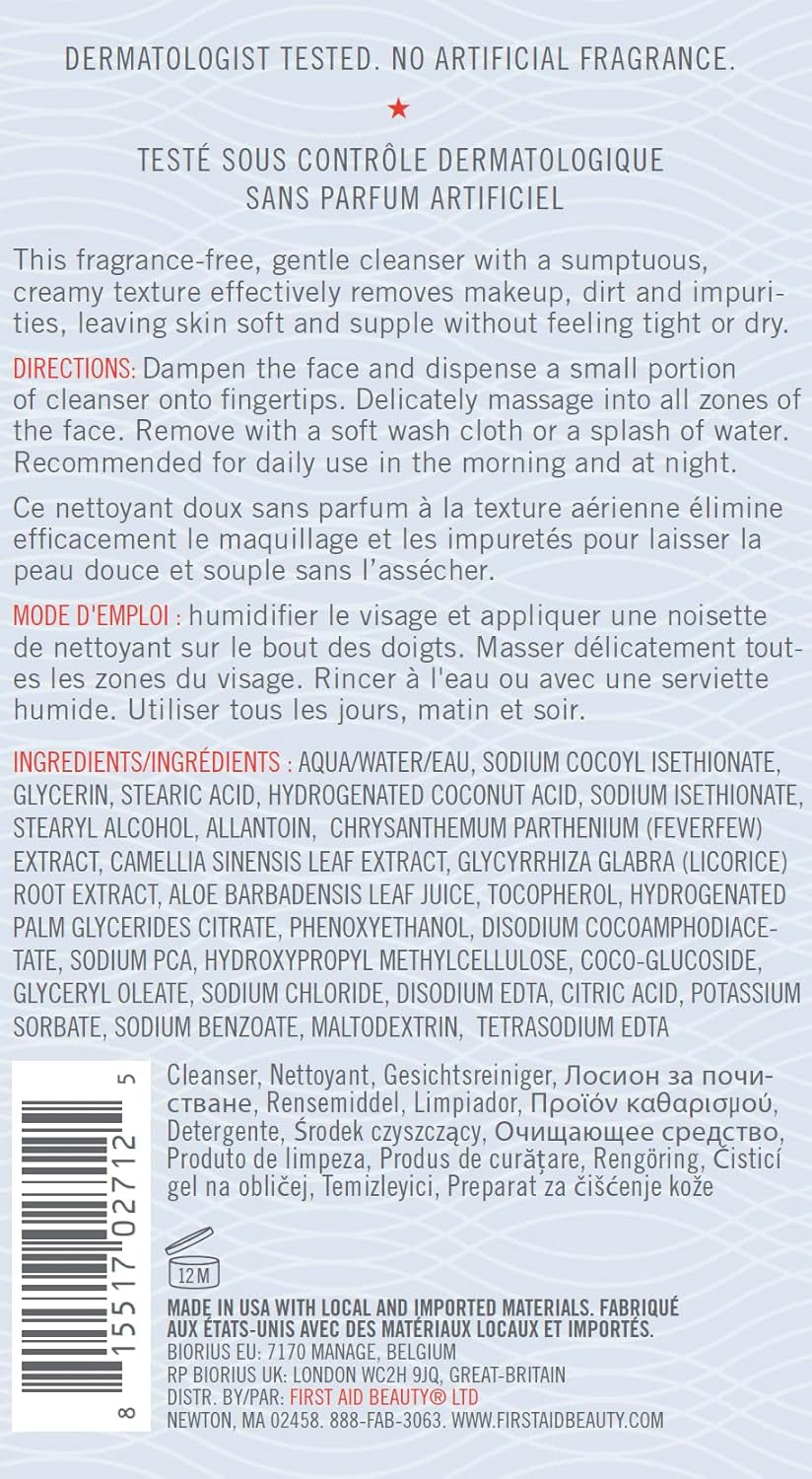 Pure Skin Face Cleanser - Gentle Cream Formula for Sensitive Skin with Antioxidant Enrichment, 5 Oz