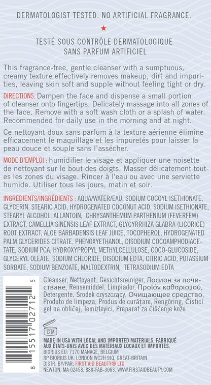 Pure Skin Face Cleanser - Gentle Cream Formula for Sensitive Skin with Antioxidant Enrichment, 5 Oz