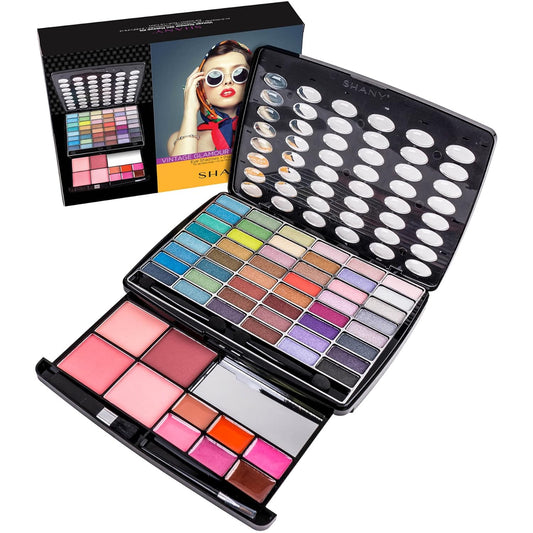Glamour Girl Makeup Collection: Comprehensive Eyeshadow Palette Featuring Blushes, Lipsticks, Lip Gloss, Mirror, Applicators, and Elegant Gift Packaging