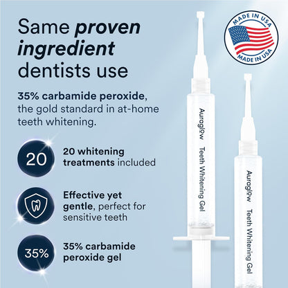 Advanced Teeth Whitening System with LED Accelerator, 35% Carbamide Peroxide Gel, Over 20 Applications, Achieves Up to 10 Shades Whiter in Just 7 Days