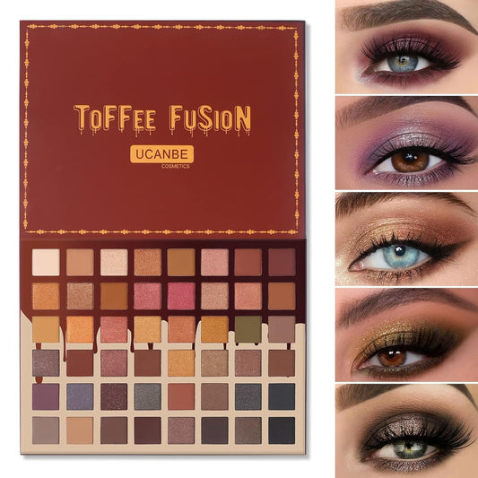 Toffee Fusion Nude Eyeshadow Palette - 48 High-Pigment Neutral Shades for Professional Makeup Artistry - Versatile Matte, Glitter, and Shimmer Finish Collection for Women and Girls