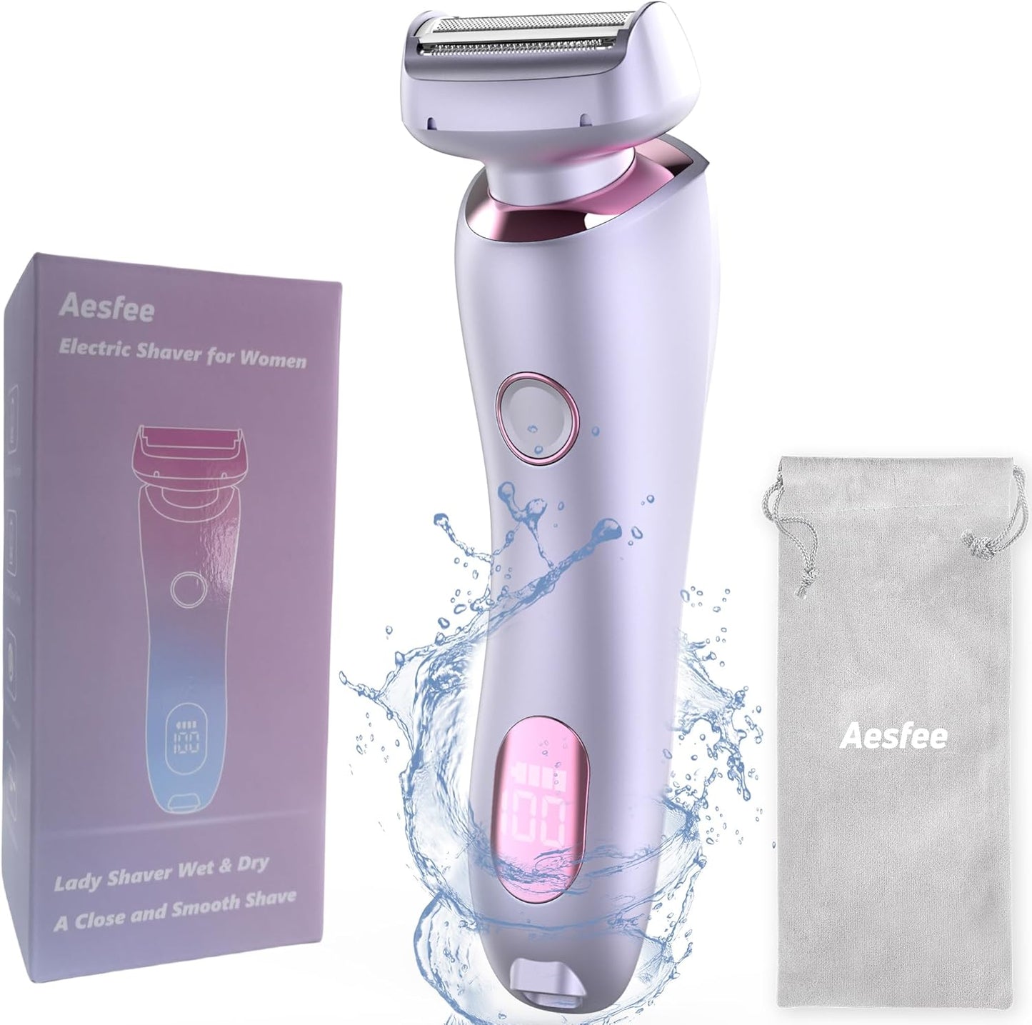 Women's Electric Shaver for Legs and Body - Waterproof Portable Hair Trimmer for Pubic, Underarm, and Bikini Areas, USB Rechargeable, Painless Design (Purple)