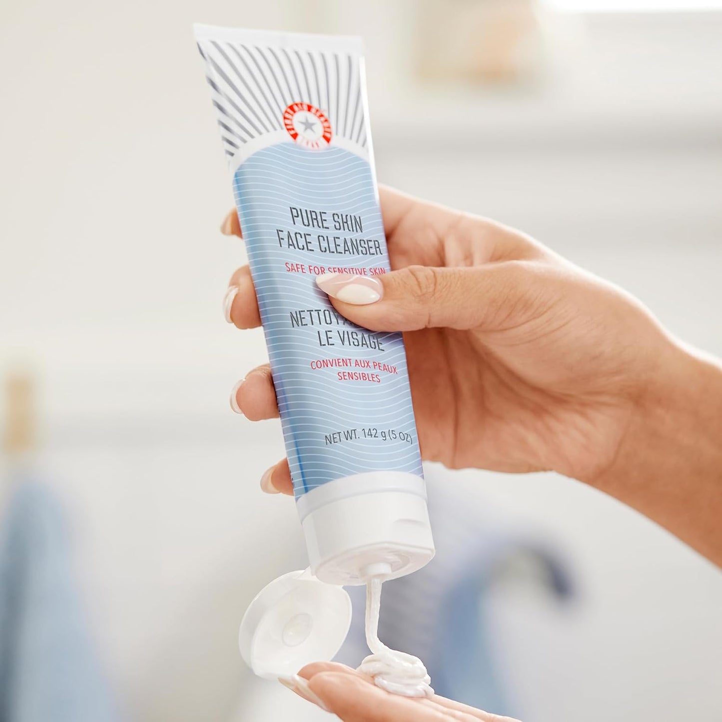 Pure Skin Face Cleanser - Gentle Cream Formula for Sensitive Skin with Antioxidant Enrichment, 5 Oz