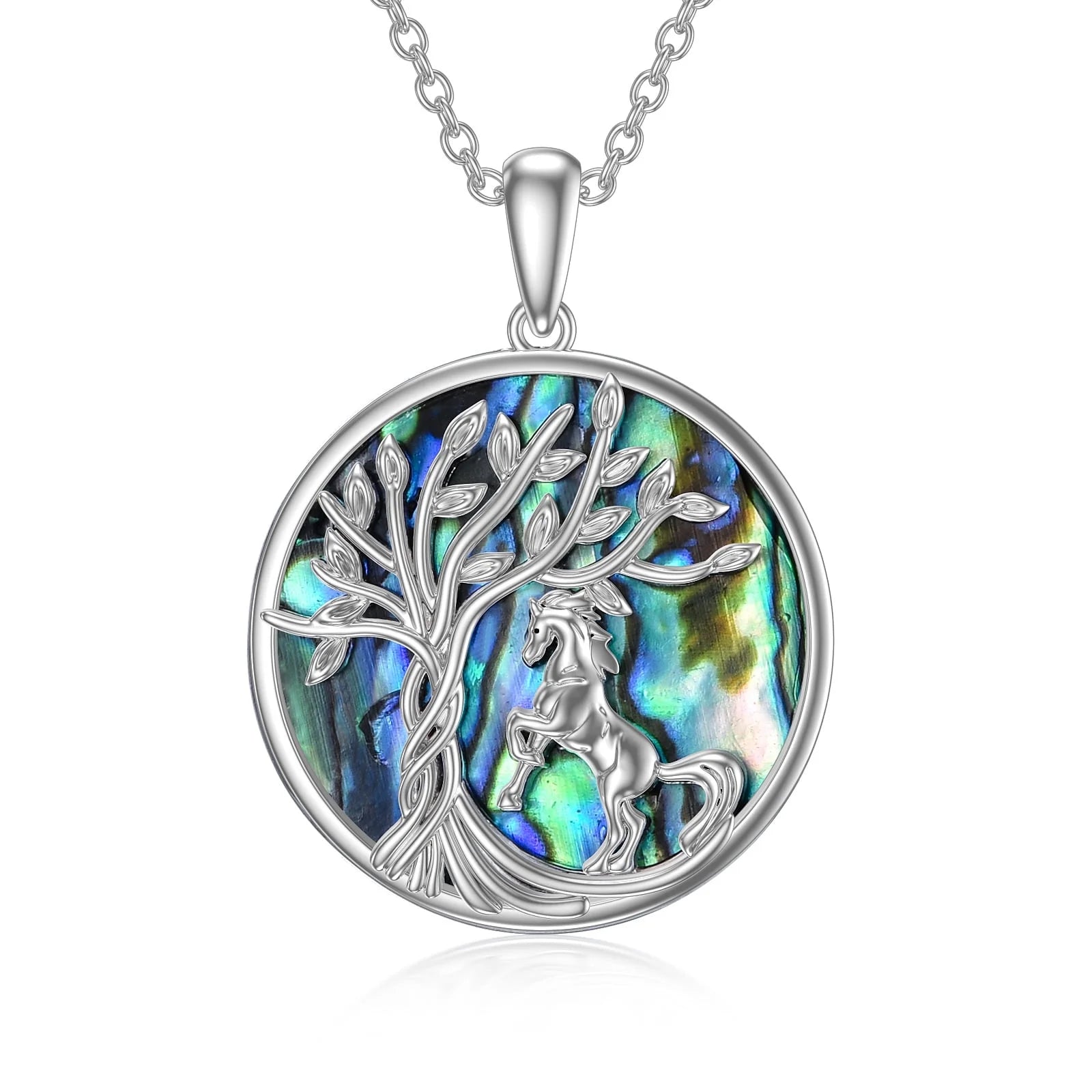 Birthday Gifts for Women Tree of Life Alpaca Necklace Sterling Silver with Abalone Shell Animal Alpaca Pendant Jewelry Graduation Gifts