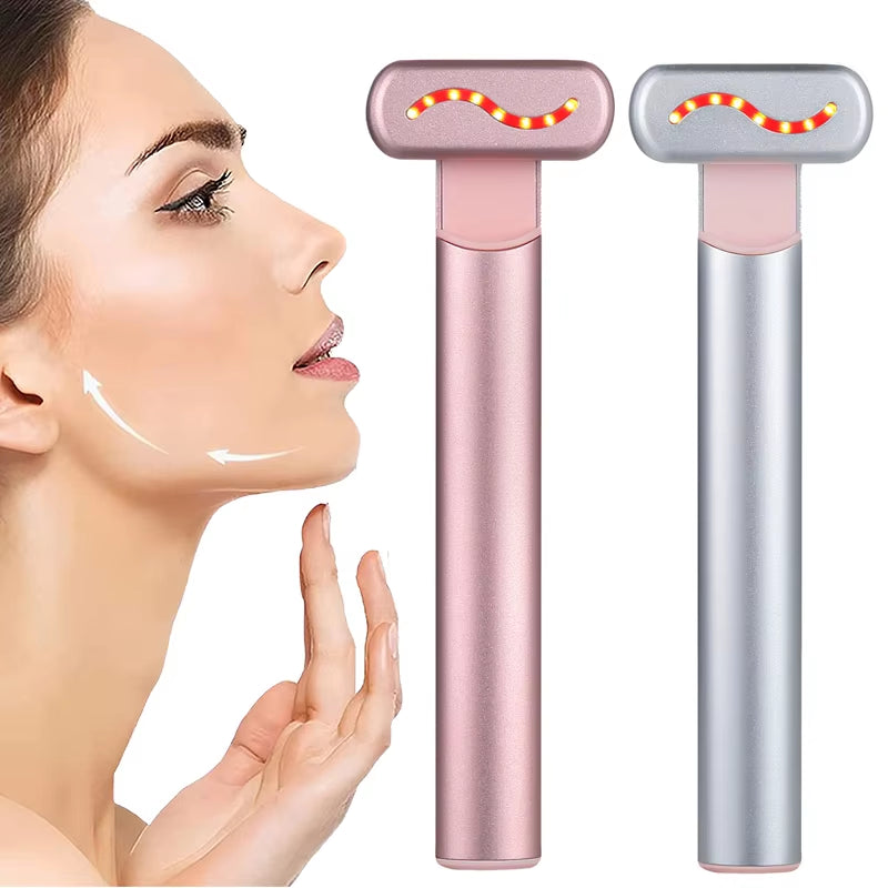 EMS Microcurrent Facial Lifting Device with Red Light Therapy - Eye and Neck Massager for Skin Tightening and Anti-Wrinkle Care