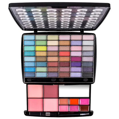Glamour Girl Makeup Collection: Comprehensive Eyeshadow Palette Featuring Blushes, Lipsticks, Lip Gloss, Mirror, Applicators, and Elegant Gift Packaging