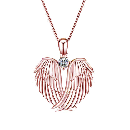 Jewelry on Clearance！Necklaces for Women Angel Wings Necklace 925 Silver Guardian Angel Wings Pendant Birthstone Necklace for Women Jewelry Gifts