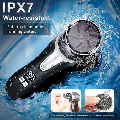 Professional Electric Callus Remover for Feet - Portable Rechargeable Pedicure Kit with Waterproof Foot File, 3 Interchangeable Heads, and LCD Display