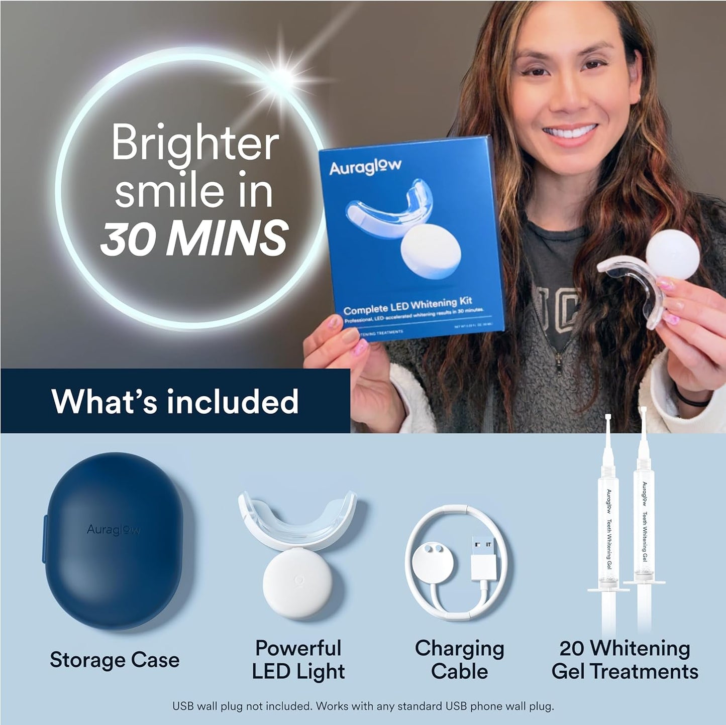 Advanced Teeth Whitening System with LED Accelerator, 35% Carbamide Peroxide Gel, Over 20 Applications, Achieves Up to 10 Shades Whiter in Just 7 Days