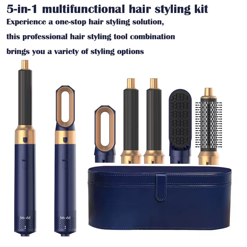 5-in-1 Professional Hair Dryer and Hot Air Brush with Curling Barrel