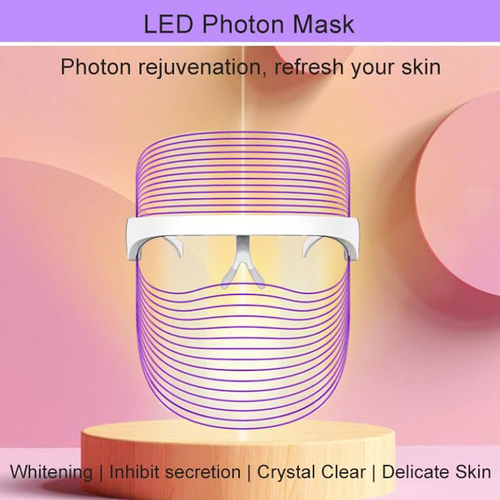 LED Facial Light Therapy Mask - Advanced Portable Rechargeable Skin Treatment with 7 Color Options