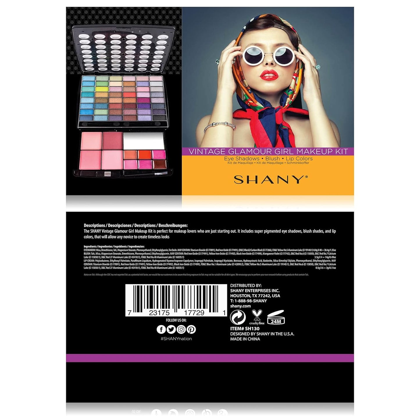 Glamour Girl Makeup Collection: Comprehensive Eyeshadow Palette Featuring Blushes, Lipsticks, Lip Gloss, Mirror, Applicators, and Elegant Gift Packaging
