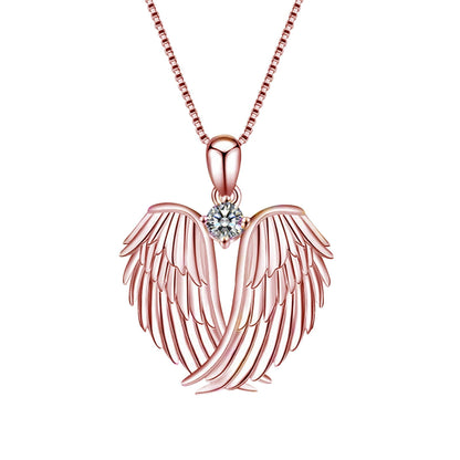 Jewelry on Clearance！Necklaces for Women Angel Wings Necklace 925 Silver Guardian Angel Wings Pendant Birthstone Necklace for Women Jewelry Gifts