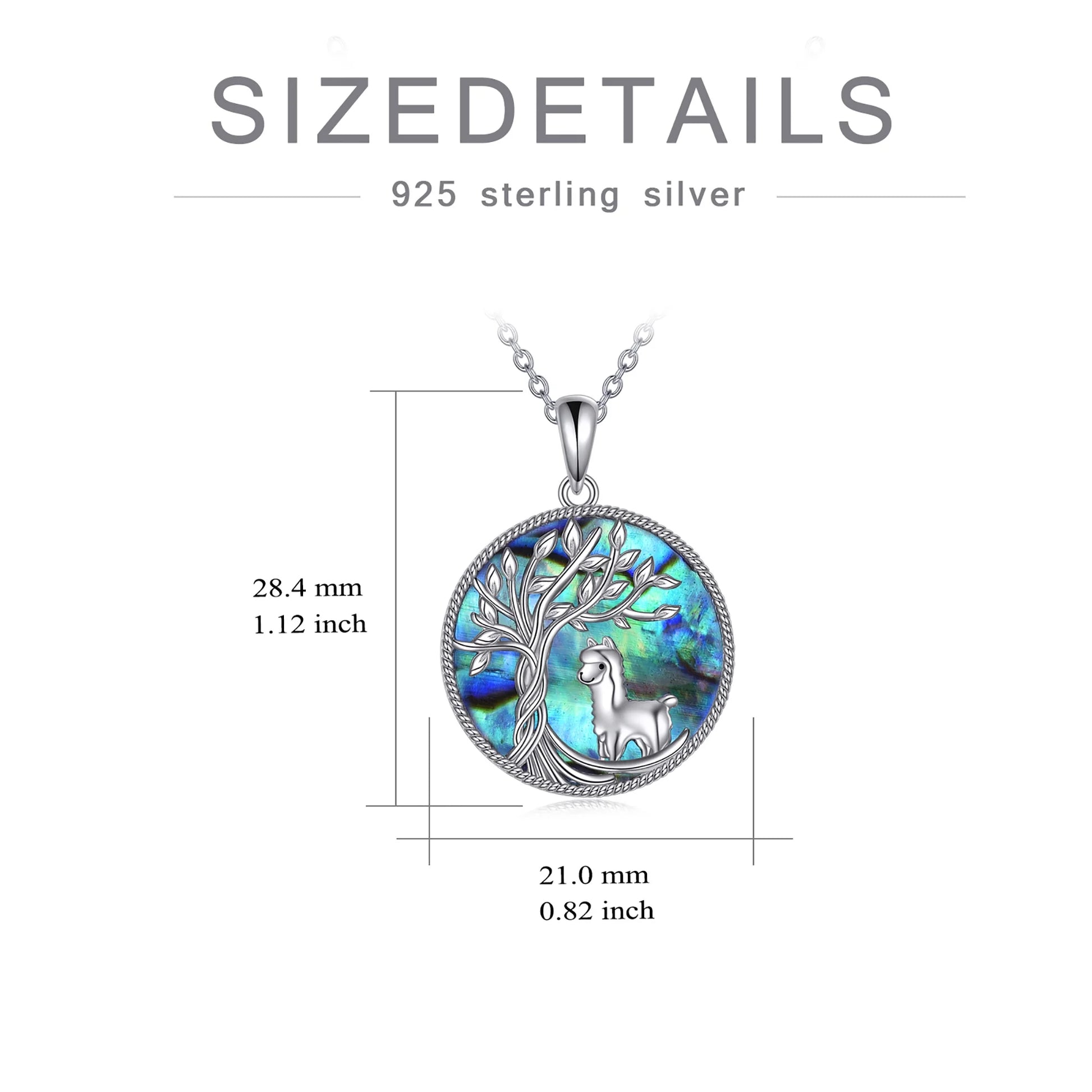 Birthday Gifts for Women Tree of Life Alpaca Necklace Sterling Silver with Abalone Shell Animal Alpaca Pendant Jewelry Graduation Gifts