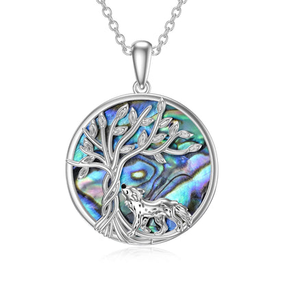 Birthday Gifts for Women Tree of Life Alpaca Necklace Sterling Silver with Abalone Shell Animal Alpaca Pendant Jewelry Graduation Gifts