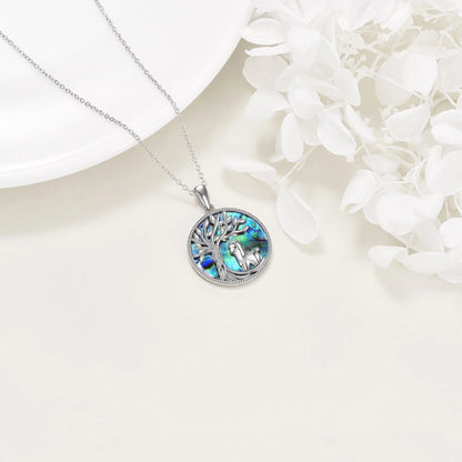 Birthday Gifts for Women Tree of Life Alpaca Necklace Sterling Silver with Abalone Shell Animal Alpaca Pendant Jewelry Graduation Gifts