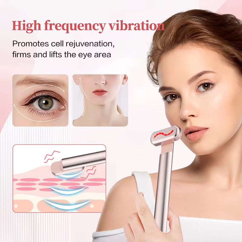 EMS Microcurrent Facial Lifting Device with Red Light Therapy - Eye and Neck Massager for Skin Tightening and Anti-Wrinkle Care