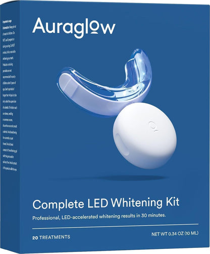 Advanced Teeth Whitening System with LED Accelerator, 35% Carbamide Peroxide Gel, Over 20 Applications, Achieves Up to 10 Shades Whiter in Just 7 Days
