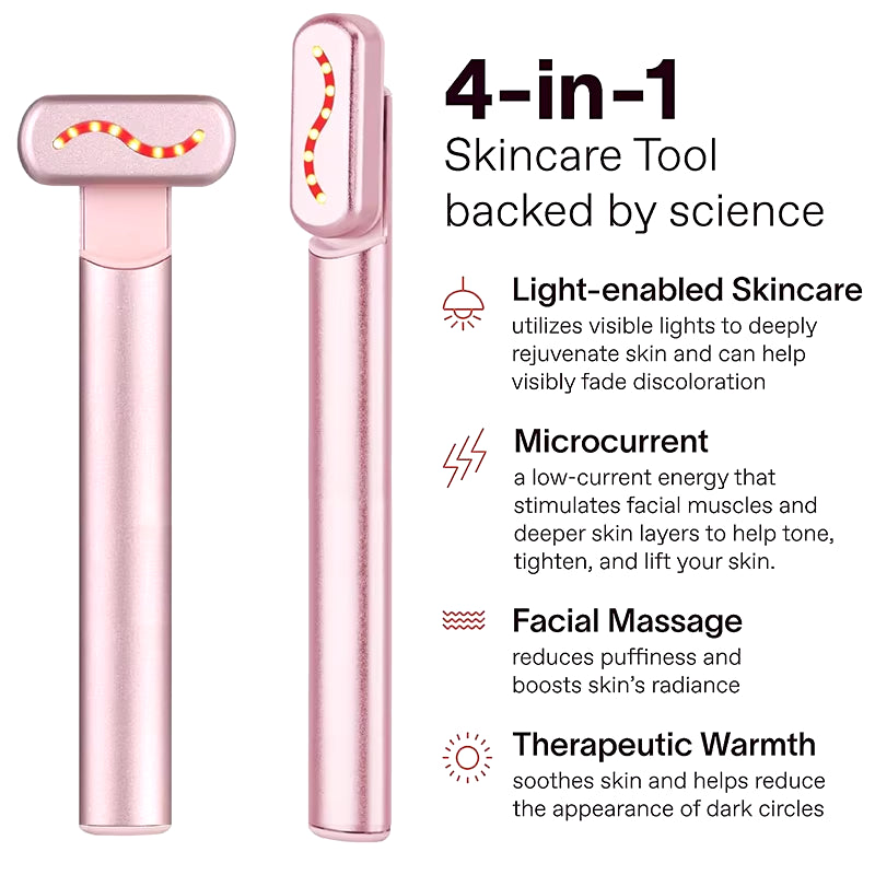 EMS Microcurrent Facial Lifting Device with Red Light Therapy - Eye and Neck Massager for Skin Tightening and Anti-Wrinkle Care