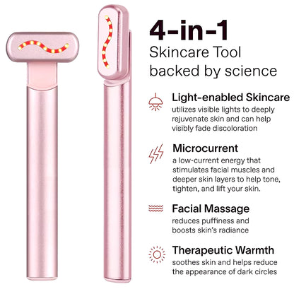 EMS Microcurrent Facial Lifting Device with Red Light Therapy - Eye and Neck Massager for Skin Tightening and Anti-Wrinkle Care
