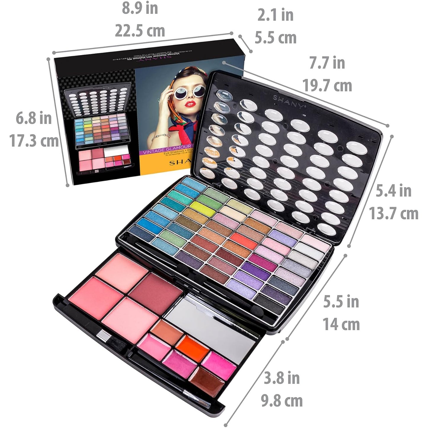 Glamour Girl Makeup Collection: Comprehensive Eyeshadow Palette Featuring Blushes, Lipsticks, Lip Gloss, Mirror, Applicators, and Elegant Gift Packaging