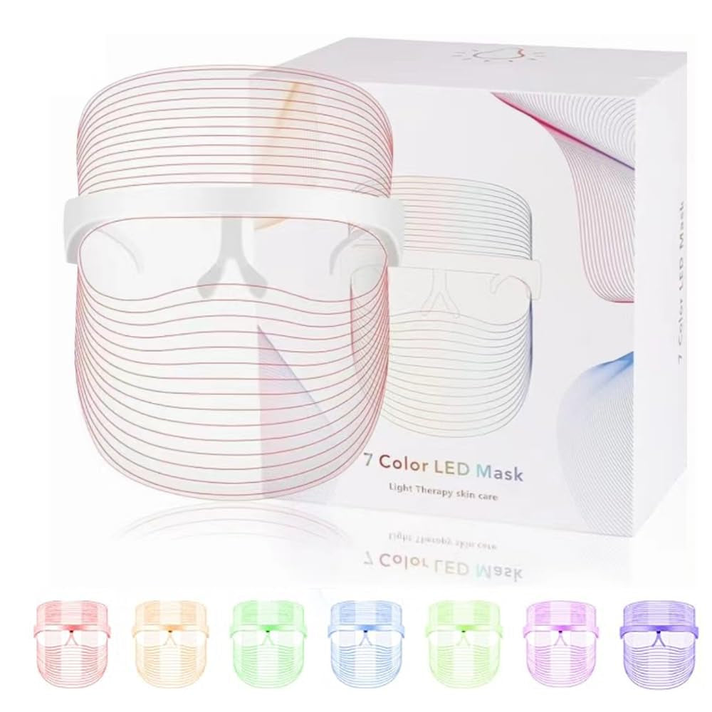 LED Facial Light Therapy Mask - Advanced Portable Rechargeable Skin Treatment with 7 Color Options