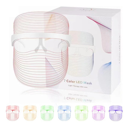 LED Facial Light Therapy Mask - Advanced Portable Rechargeable Skin Treatment with 7 Color Options