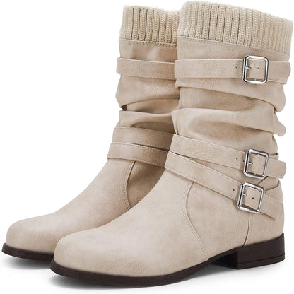 The Aspen Winter Bootie | Mid-Calf Faux Leather Boots | Bliss N' Bare