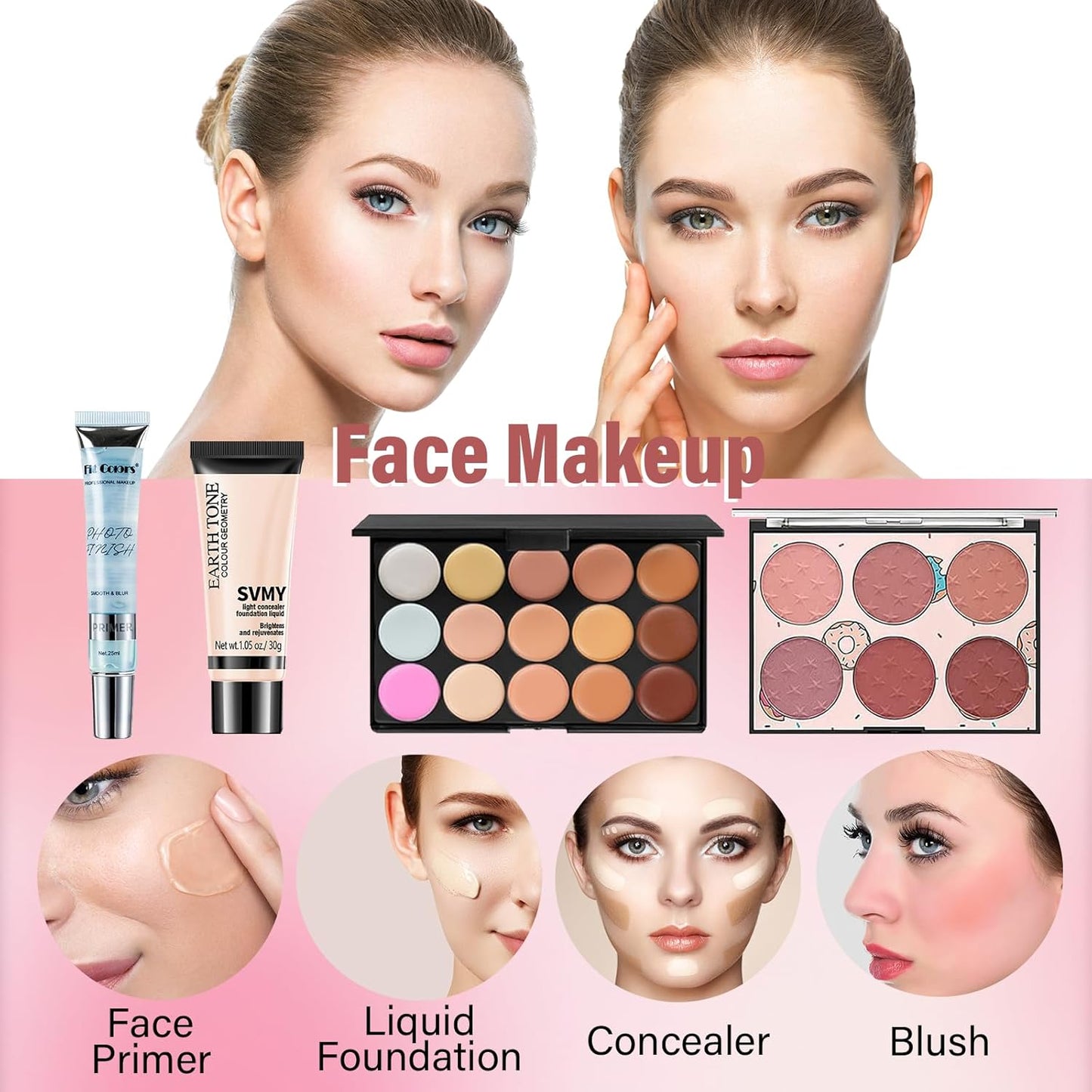 Professional Makeup Set for Women and Teen Girls - Comprehensive Kit with Eyeshadow Palette, Lip Gloss, and Face & Eye Makeup Essentials