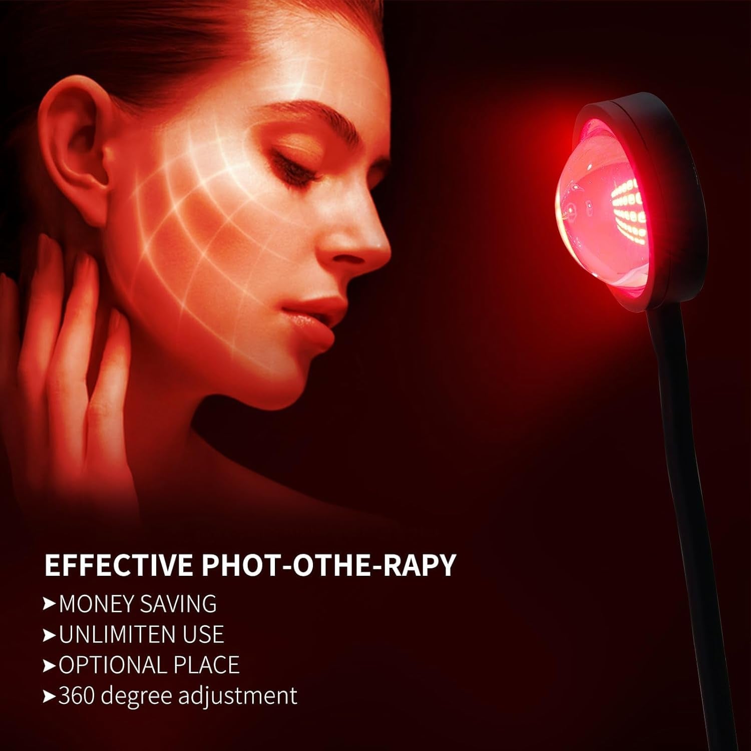 Professional Red Light Therapy Device for Facial Treatment - 40 LED, 660 Nm with Clip for Home Skincare and Chronic Pain Management